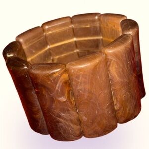 Vintage style Chocolate Brown Chunky Stretch  cuff bracelet